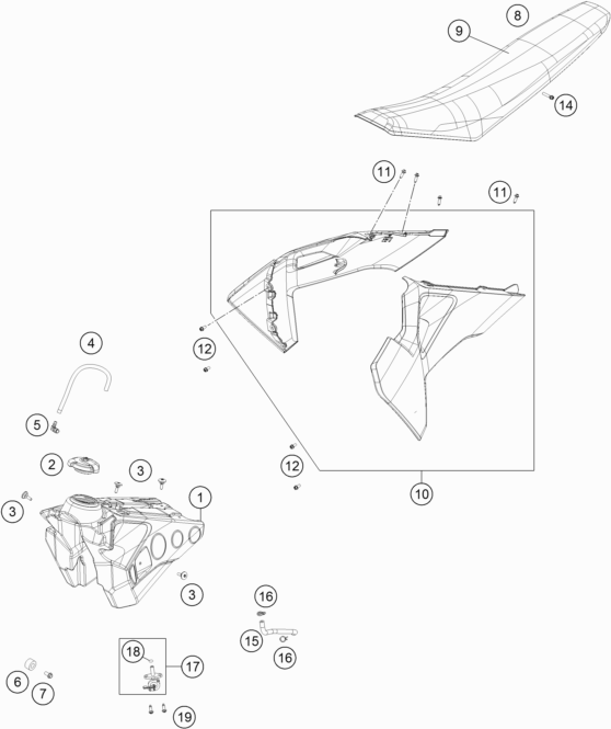 Husqvarna fiche finder TANK SEAT spare parts for the Husqvarna TC 125 2019