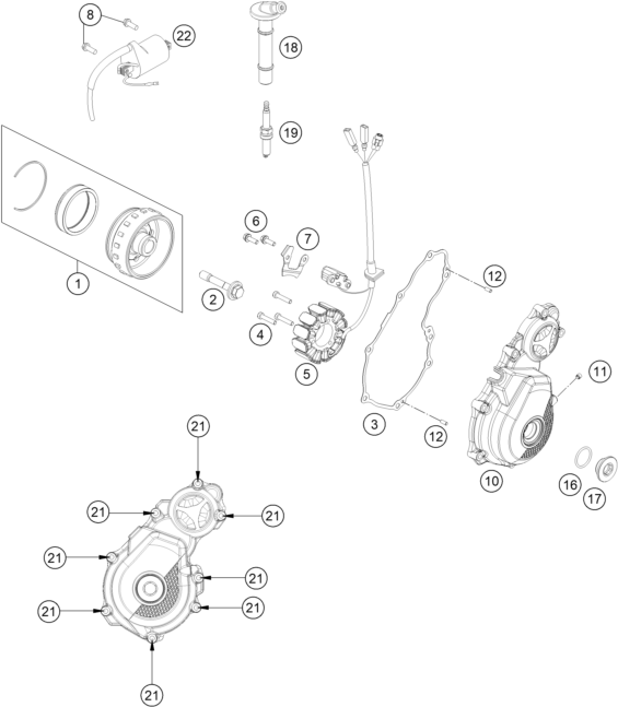 KTM fiche finder IGNITION SYSTEM spare parts for the KTM 250 SX-F 2023